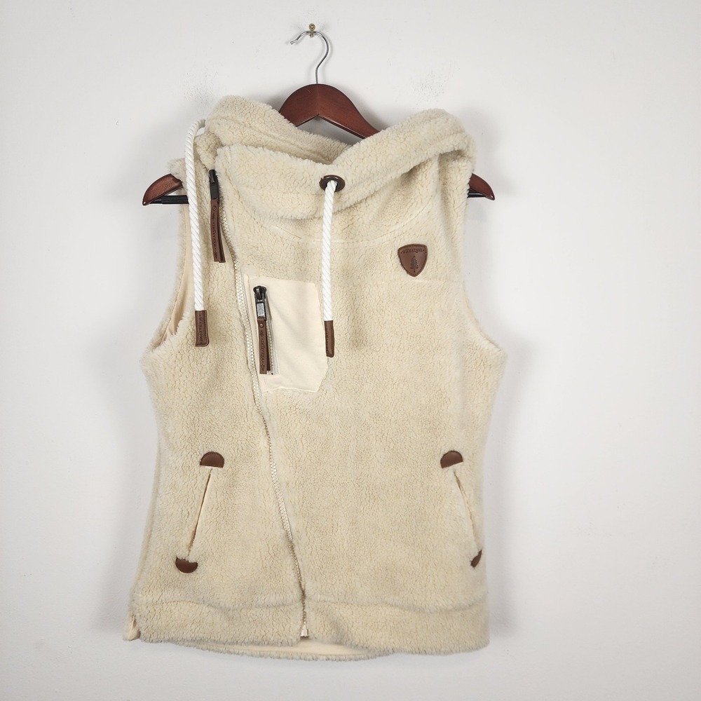 Women's Cream Sleeveless Fleece Vest